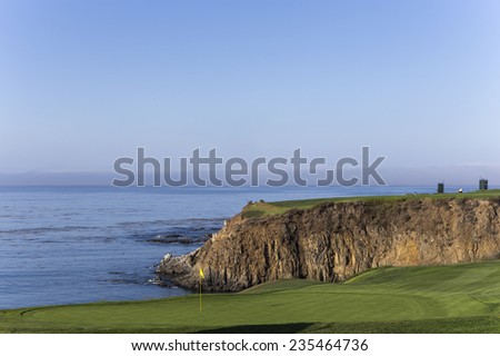 PEBBLE BEACH, CALIFORNIA SEPTEMBER 23, 2014 : The public golf course of Pebble Beach, near Monterey, California, USA, september 23, 2014, in  Monterey, California, USA