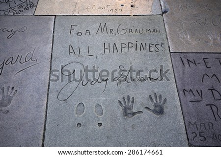 LOS ANGELES, CALIFORNIA - APRIL 12, 2015 : exteriors of the Grauman\'s chinese theatre, in Hollywood, Los Angeles, california, united states