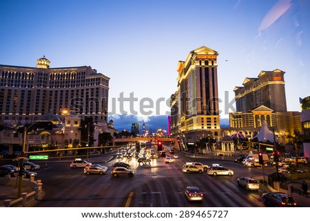 LAS VEGAS, NEVADA, USA, may 14, 2015 : on the Strip, Las Vegas boulevard, may 14, 2015 in Las Vegas, Nevada.