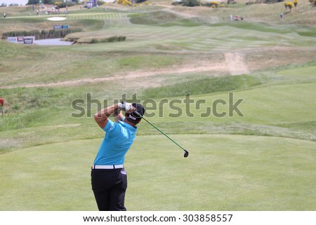 GUYANCOURT, FRANCE, JULY 02, 2015 : Nicolas Colsaerts  (BEL) at  the golf French Open  , European Tour, july 02, 2015, Golf National, Guyancourt, France.
