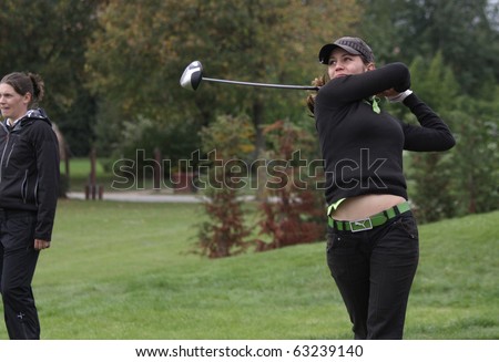 BUSSY SAINT-GEORGES GOLF COURSE, FRANCE - OCTOBER 15 :  Anne Lise Caudal (FRA) at Trophee Prevens, Ladies European Tour, october 15, 2010, at  Bussy Saint-Georges golf club, France.