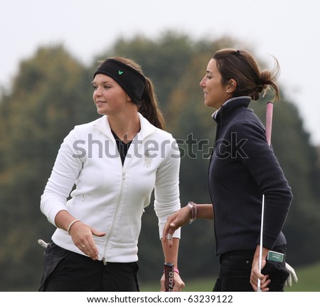 BUSSY SAINT-GEORGES GOLF COURSE, FRANCE - OCTOBER 15 :  Drummond (right) and Maffiuletti at Trophee Prevens, Ladies European Tour, october 15, 2010, at  Bussy Saint-Georges golf club, France.