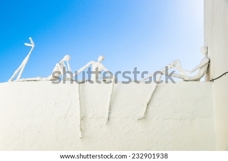 GENALGUACIL, SPAIN - SEPTEMBER 07:View of historic center on September 07, 2014 in Genalguacil, Malaga, Spain. Artists doing different pieces of art that also leave permanently exposed in the streets.