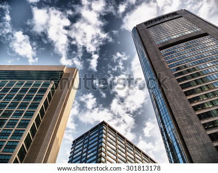 TOKYO, JAPAN - MARCH 21: Shiodome on March 21, 2015 in Tokyo, Japan. Shiodome is one of the principal financial districts of Tokyo.