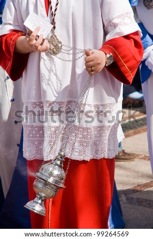 TORREMOLINOS, SPAIN - APRIL 01: traditional processions of Holy Week in the streets on April 01, 2012 in Torremolinos, Spain. Procession of Jes?s a la Entrada de Jerusal?n Pollinica.