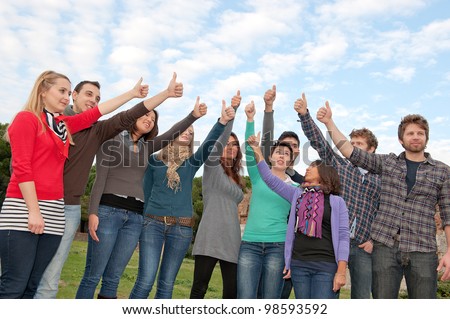 Multi- Ethnic Group Thumbs Up Outdoor