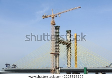 Similar – Image, Stock Photo Truck on suspension bridge over river