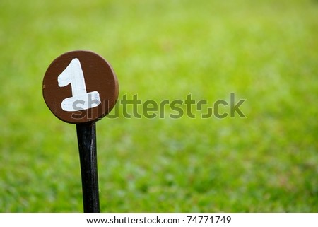 number one with a soccer field background, left position
