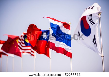 korea flag and thai flag