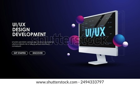 Programming web banner. Best programming languages. Social media creative concept idea. desktop computer. Screen. Realistic 3d design.