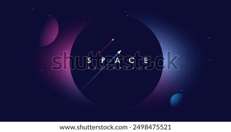 Universe background for presentation design. Brochure template with space elements. Minimalistic color space. Universe exploration concept.