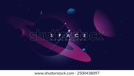 Universe background for presentation design. Brochure template with space elements. Minimalistic color space. Universe exploration concept.