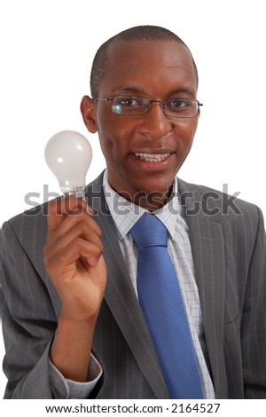 This is an image of a man having a eureka moment. He has discovered a solution to a major problem. (Designers can add lighting to the bulb)
