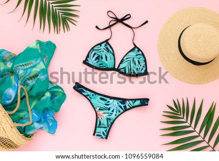 Similar – Image, Stock Photo Woman with pink pareo on sandy beach