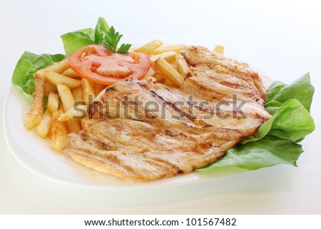 Grilled chicken breast with steamed vegetables. Delicious, low fat eating