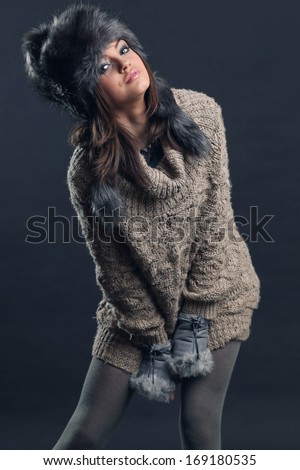 Winter Woman Portrait. Beauty Model Girl. Fur Fashion. Beautiful Girl in Fur Hat