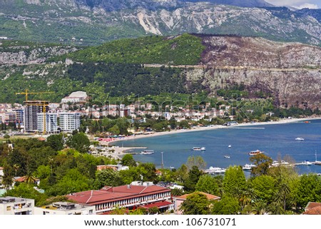 Beautiful coast line of Budva. Budva - one of the best preserved medieval cities in the Mediterranean. Montenegro, Europe