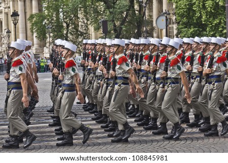 Paris, France - July 14: French Foreign Legion At A Military Parade ...