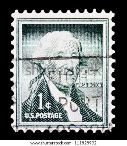 UNITED STATES - CIRCA 1954: stamp printed in United states (USA), shows a portrait of USA President George Washington, with the same inscription, from the series \