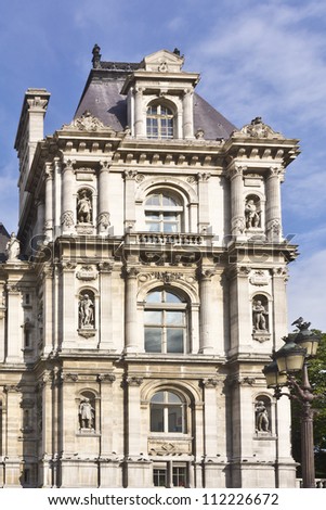 Hotel-de-Ville (City Hall) in Paris - building housing the City of Paris\'s administration. Building was constructed between 1874 and 1882 by architects Theodore Ballou and Edouard Deperta. France
