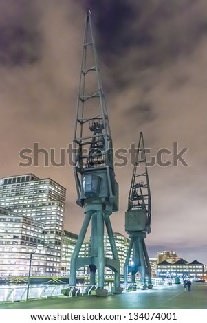 LONDON, UK - March 17: Canary Wharf, located in West India Docks on Isle of Dogs - formed part of busiest port in world, is a major business district (1,300,000 sqm) in London on March 17, 2013, UK