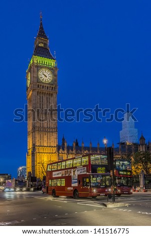 LONDON Ã¢Â?Â? MAY 31: Red Double Decker and Clock tower \
