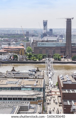 Aerial View of London from a viewing platform of St Paul Cathedral, London, UK