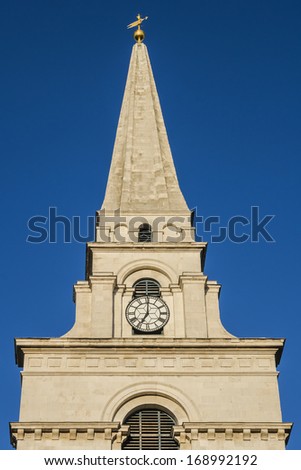 Christ Church Spitalfields - an Anglican church built between 1714 and 1729, design by Nicholas Hawksmoor. Situated on Commercial Street in London Borough of Tower Hamlets.