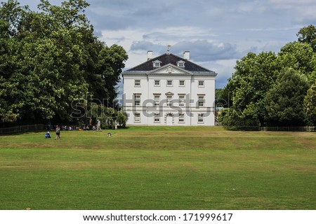 LONDON, UK -Â?Â? MAY 31, 2013: Marble Hill House (architect Roger Morris) on northern banks of River Thames between Richmond and Twickenham, UK. Marble Hill House - beautiful 18th Century Palladian Villa.