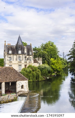 Amazing house and nature on the banks of Seine River in Moret-sur-Loing. Moret-sur-Loing is a commune in Seine-et-Marne department in the Ile-de-France region in France.
