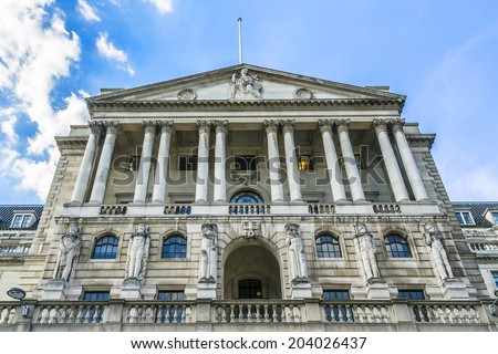The historical building of the Bank of England, London, UK. Established in 1694, Bank of England is the second oldest central bank in the world.