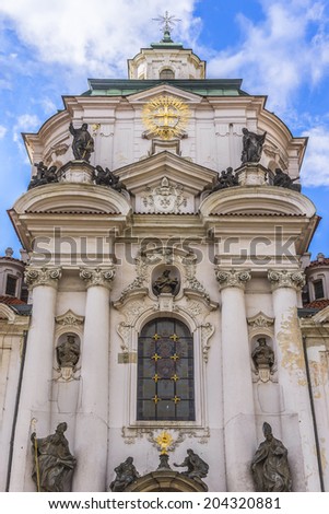 The Church of Saint Nicholas (Saint Nicholas Cathedral) at Old Town Square, Prague, Czech Republic. Built between 1704 - 1755 it is described as the most impressive example of Prague Baroque.