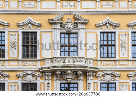 Architectural fragments of beautifully old building in Dresden, Germany.