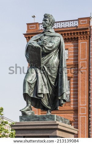 Statue of Karl Friedrich Schinkel (prussian architect, city planner and painter), sculptor was Friedrich Drake. Schinkelplatz in Berlin-Mitte, Germany.