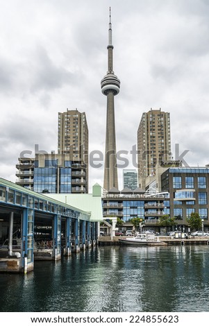 TORONTO, CANADA - JULY 23, 2014: Modern Architecture in Downtown Toronto. Downtown Toronto has prominent buildings in a variety of styles by many famous architects.