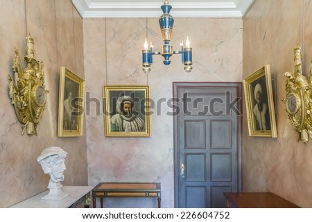 RUEIL-MALMAISON, FRANCE - MAY 15, 2014: Interior of Chateau de Malmaison (not far from Paris). Chateau de Malmaison (architects Parcier and Fontaine) purchased by Josephine Bonaparte in 1799.