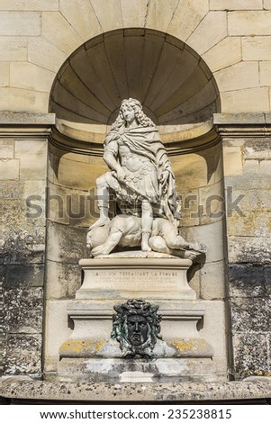 Architectural fragments of Famous Chateau de Chantilly (Chantilly Castle, 1560). Chantilly is a historic chateau located in town of Chantilly, Oise, Picardie, France.