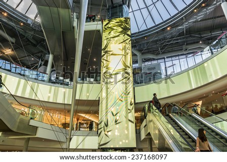 PARIS, FRANCE - MAY 14, 2014: Interior of shopping mall \