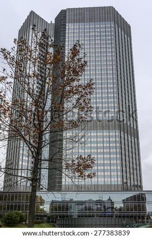 FRANKFURT AM MAIN, GERMANY - NOVEMBER 14, 2014: Modern architecture in Frankfurt am Main. Frankfurt am Maine - financial center of Germany.
