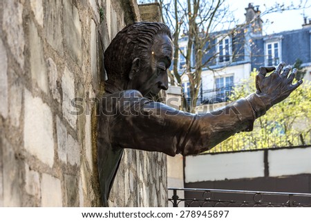 PARIS, FRANCE -APRIL 23, 2015: Jean Marais sculpture \