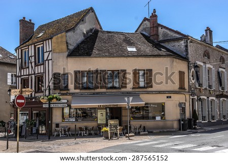 PROVINS, FRANCE - JUNE 4, 2015: View of old center of Provins medieval city. Provins - commune in Seine-et-Marne department, Ile-de-France region, north-central France. UNESCO World Heritage Site.