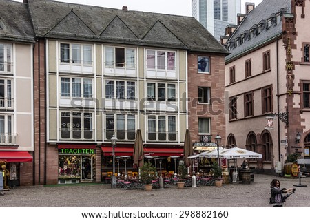 FRANKFURT AM MAIN, GERMANY - NOVEMBER 14, 2014: Street view of Frankfurt. Frankfurt am Main is the largest city in the German state of Hesse and the fifth-largest city in Germany.
