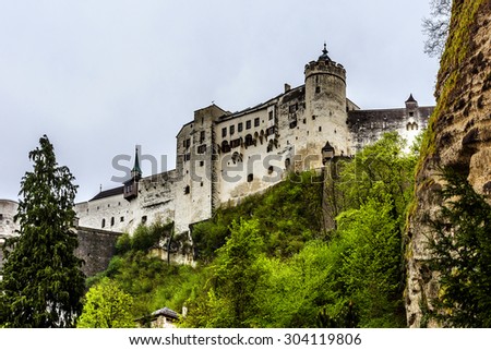 Hohensalzburg Castle (Festung Hohensalzburg). Erected at behest of Prince - Archbishops of Salzburg - one of largest medieval castles in Europe. Salzburger Land, Austria.