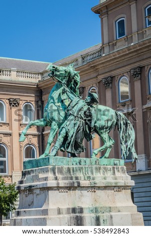 'The Horseherd' (Csikos) by Gyorgy Vastagh - an equestrian statue in Royal Palace (Buda Castle). Castle Hill District (Varhegy), Buda, Budapest, Hungary. Stock fotó © 