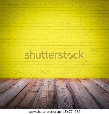 room interior with yellow brick wall  background