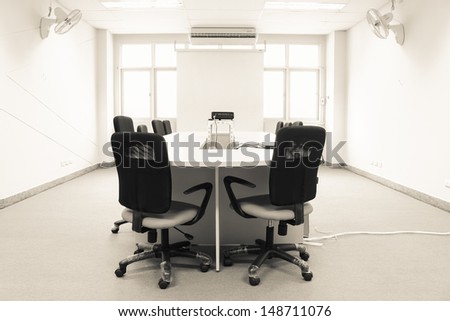 meeting room with projection screen