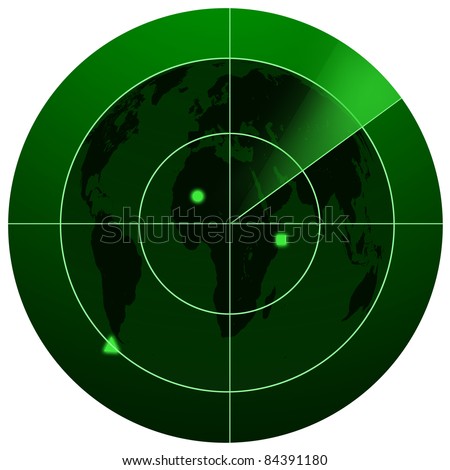 The World Map In A Radar Screen Stock Photo 84391180 : Shutterstock