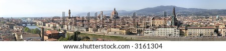 Detailed panorama (12261 x 2248 pixels 27+ MP) of Florence, a travel destination of Italy