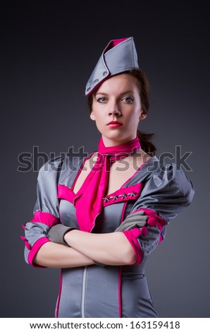 Female flight attendant in studio