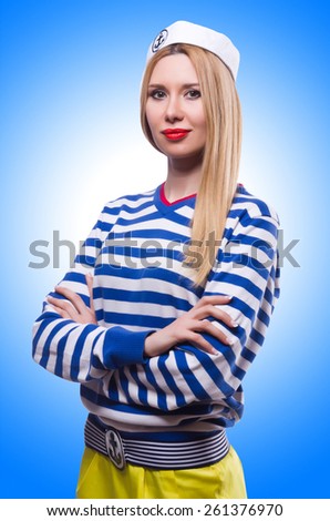 Woman in sailor costume isolated on white